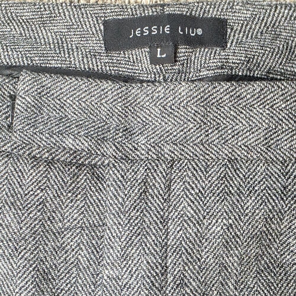 Jessie Liu Wide Leg Trousers Size Large Pants Gray Pleated Cuffs Office Dress - Picture 4 of 8